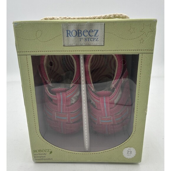 New Robeez Girls size 7US Becky  Pink Sandals 1st Stepz Leather Flexiable Sole - Picture 1 of 7